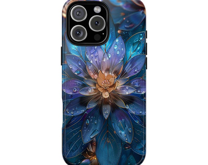 Lotus Flower Purple Blue Mandala Drops Phone Case: iPhone, Galaxy, Pixel - Lifetime Warranty