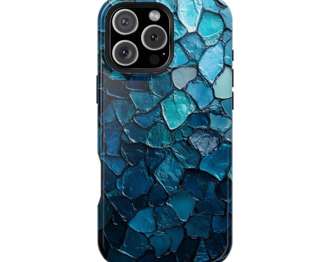 Blue Gradient Opal Mosaic Stained Glass Phone Case: iPhone, Galaxy, Pixel - Lifetime Warranty