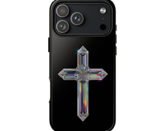 Ornate Cross Crystal Grace Faith Phone Case • Original Artwork • Heavy Duty Protection • Tech Gift • Lifetime Warranty