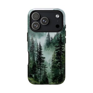 Pine Forest Wilderness Green Watercolor Phone Case for iPhone 17 Pro Max 17e 16e 16 15 14 13, Samsung Galaxy S26 S25, Google Pixel