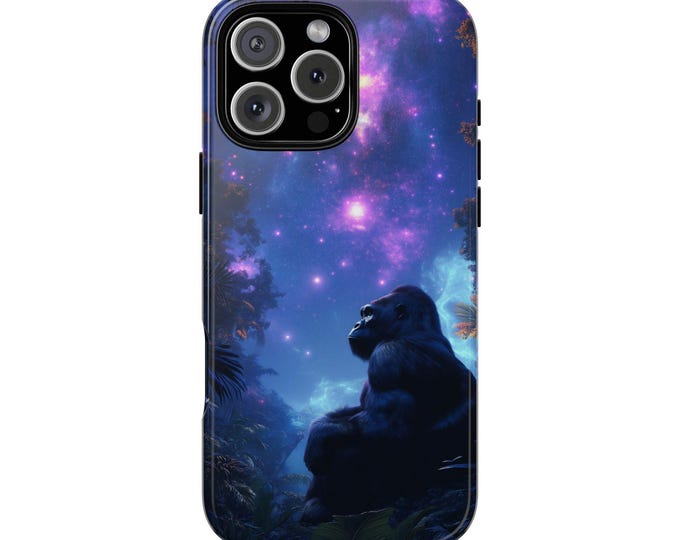 Gorilla Purple Nebula Sky Star Clouds Phone Case: iPhone, Galaxy, Pixel - Lifetime Warranty
