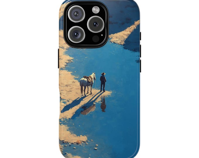 Cowboy Horse Watering Hole Phone Case: iPhone, Galaxy, Pixel - Lifetime Warranty