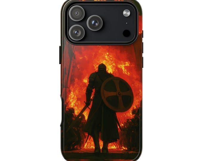 Shield Knight Inferno Battle Phone Case: iPhone, Galaxy, Pixel - Lifetime Warranty