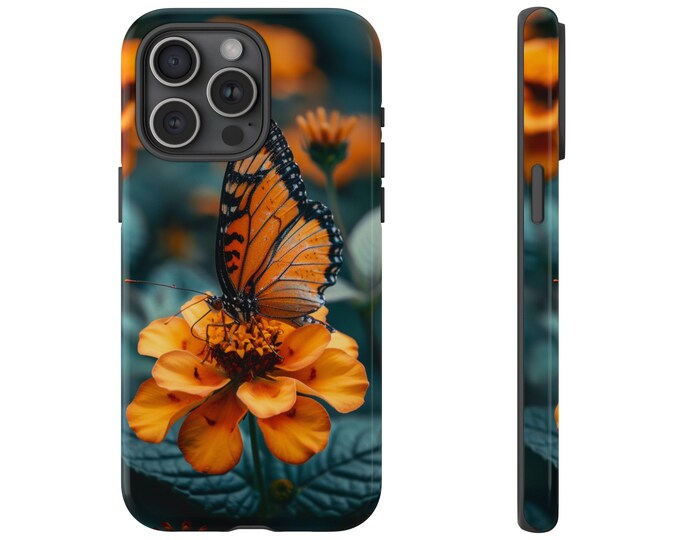 Monarch Butterfly Pollinating Orange Flower Phone Case: iPhone, Galaxy, Pixel - Lifetime Warranty
