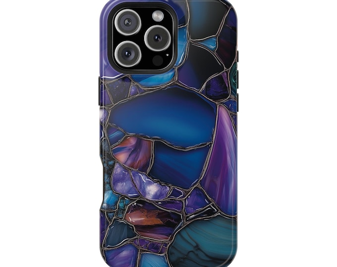Royal Purple Chic Stained Glass Blue Phone Case: iPhone, Galaxy, Pixel - Lifetime Warranty