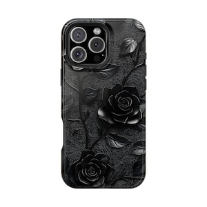 Velvet Black Rose Flower Design - Phone Case for iPhone 16 16e 15 14 13 12 11 Pro Max Samsung Galaxy S25 S24 S23 S22 Pixel 9 9a