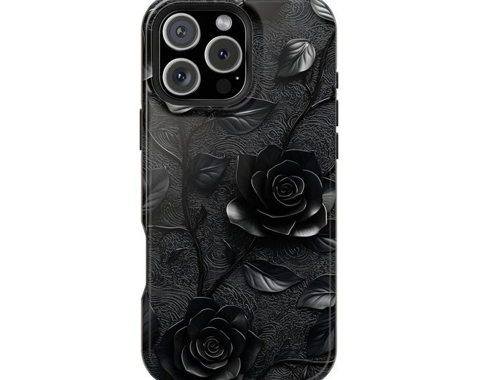Velvet Black Rose Flower Design Phone Case: iPhone, Galaxy, Pixel - Lifetime Warranty