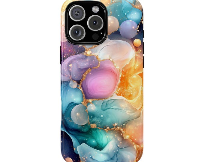 Celestial Swirls Teal Pink Purple Marble Phone Case: iPhone, Galaxy, Pixel - Lifetime Warranty