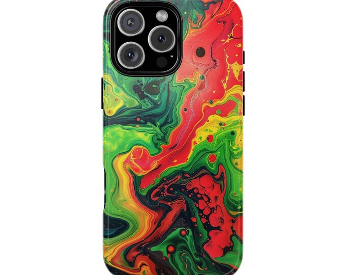 Orange Green Hydro Dip Abstract Liquid Phone Case: iPhone, Galaxy, Pixel - Lifetime Warranty
