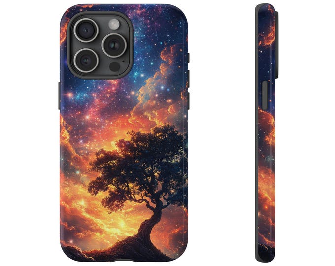 Tree Sky Stars Phone Case | iPhone, Samsung Galaxy, Pixel | Tree of Life Galaxy Space Star Celestial Cosmos Wonder Design Tough Cover