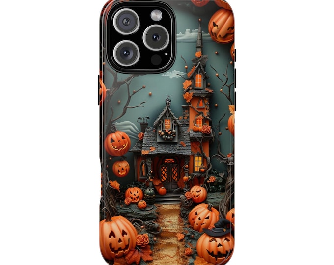 Halloween Haunted House Pumpkins Phone Case: iPhone, Galaxy, Pixel - Lifetime Warranty