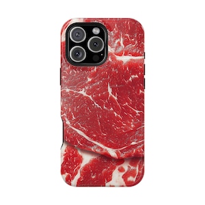 Marbled Raw Meat Wagyu Pattern Phone Case: iPhone, Samsung Galaxy, Pixel - MagSafe Compatible