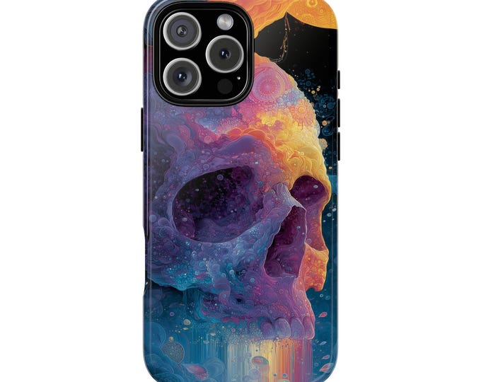 Fractal Skull Abstract Colors Phone Case: iPhone, Galaxy, Pixel - Lifetime Warranty