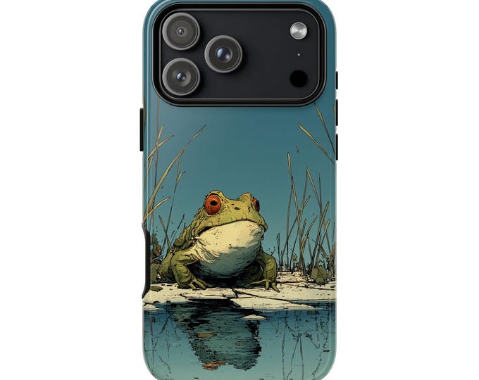 Green Toad Illustration Phone Case: iPhone, Galaxy, Pixel - Lifetime Warranty