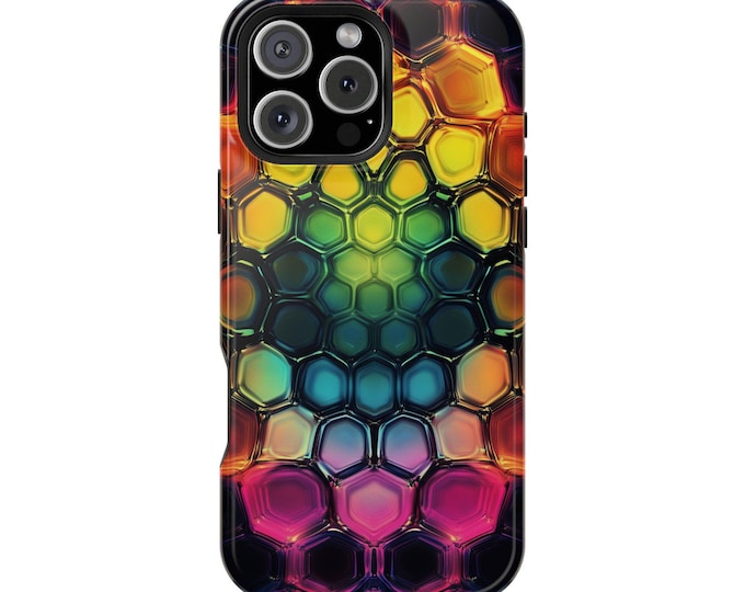 Psychedelic Rainbow Hexagon Ferrofluid Phone Case: iPhone, Galaxy, Pixel - Lifetime Warranty