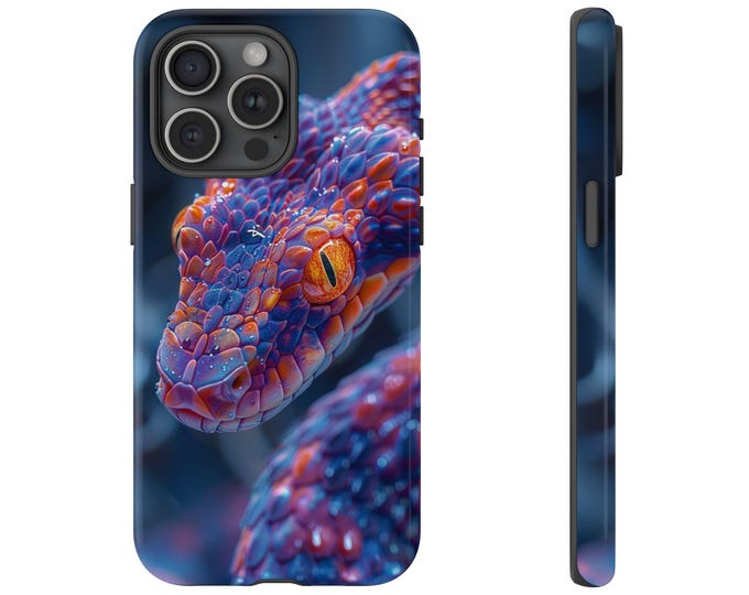 Purple Orange Hyper Viper Snake Phone Case: iPhone, Galaxy, Pixel - Lifetime Warranty