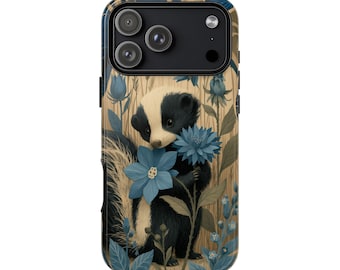 Skunk Blue Flower Forest | Phone Ink Case | Custom Made Cover | Lifetime Warranty