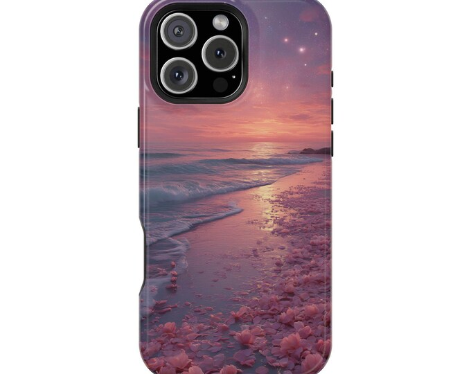Sunset Beach Pink Rose Flower Petals Phone Case: iPhone, Galaxy, Pixel - Lifetime Warranty