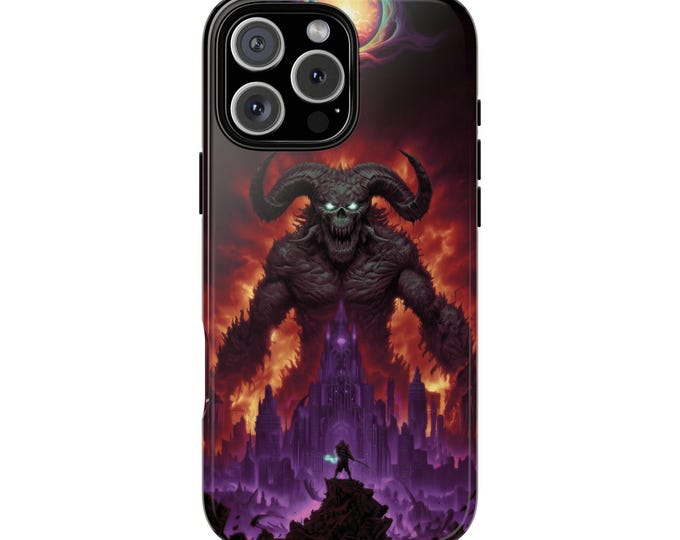 Gigantic Horned Demon Skeleton Abyss Phone Case: iPhone, Galaxy, Pixel - Lifetime Warranty