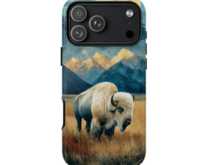 Starry Buffalo Gogh Whirlwind Bison Phone Case: iPhone, Galaxy, Pixel - Lifetime Warranty