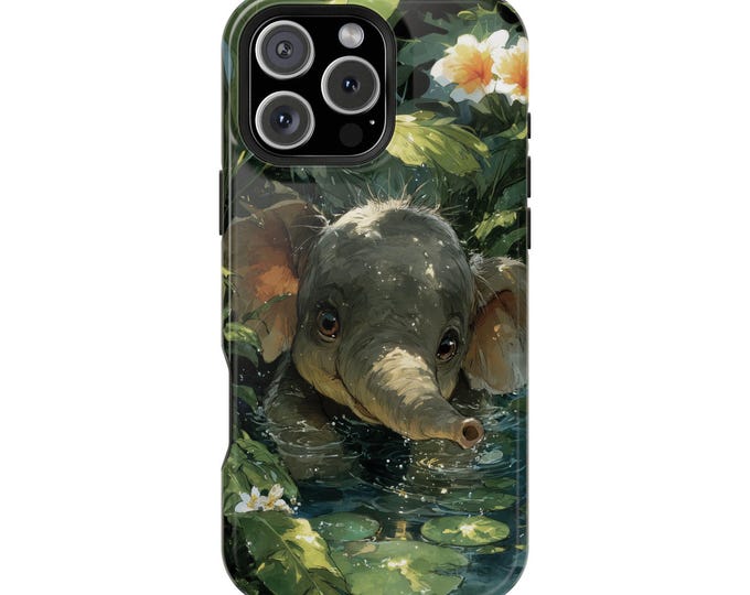 Baby Elephant Calf Jungle Waters Phone Case: iPhone, Galaxy, Pixel - Lifetime Warranty