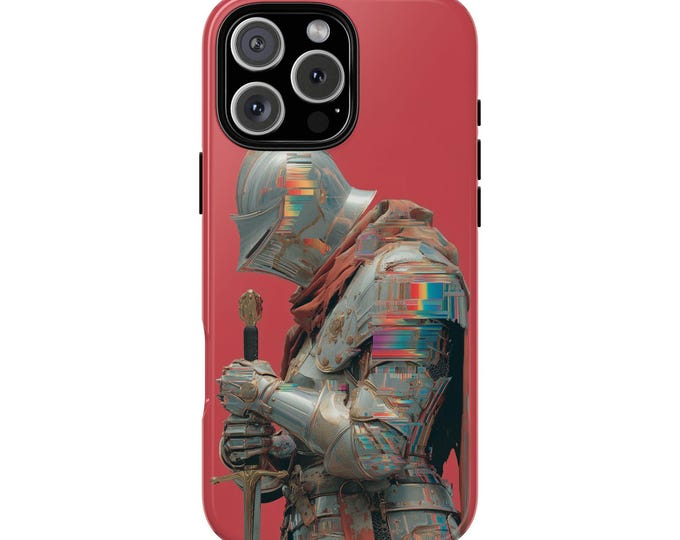 Glitch Armor Reflective Knight Sword Warrior Phone Case: iPhone, Galaxy, Pixel - Lifetime Warranty