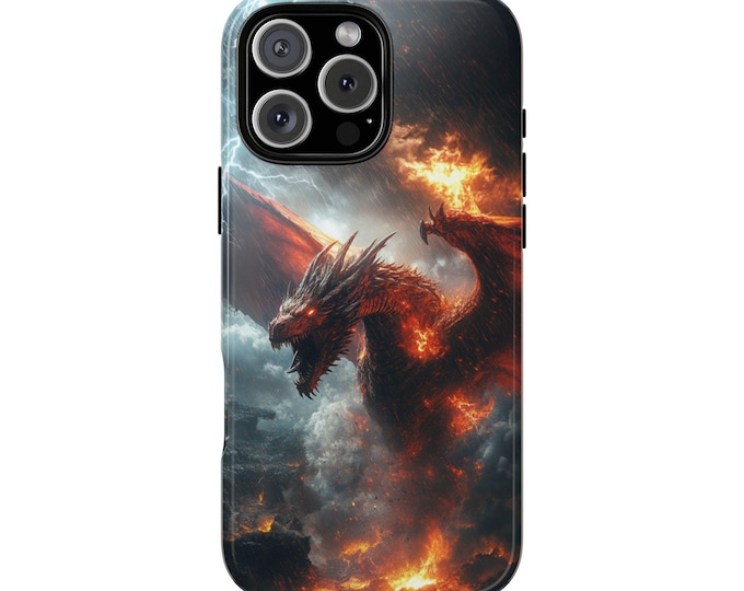 Roaring Dragon Thunderstorm Fire Rain Phone Case: iPhone, Galaxy, Pixel - Lifetime Warranty