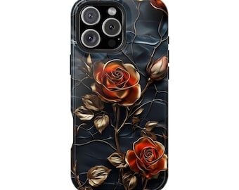 Gilded Roses Gold Red Floral Phone Case for iPhone | Samsung Galaxy | Google Pixel