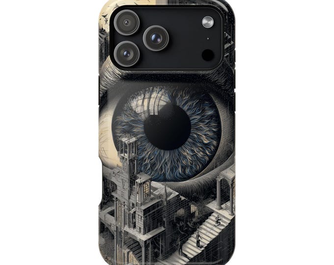 Surreal Eye Abstract World Architecture Phone Case: iPhone, Galaxy, Pixel - Lifetime Warranty