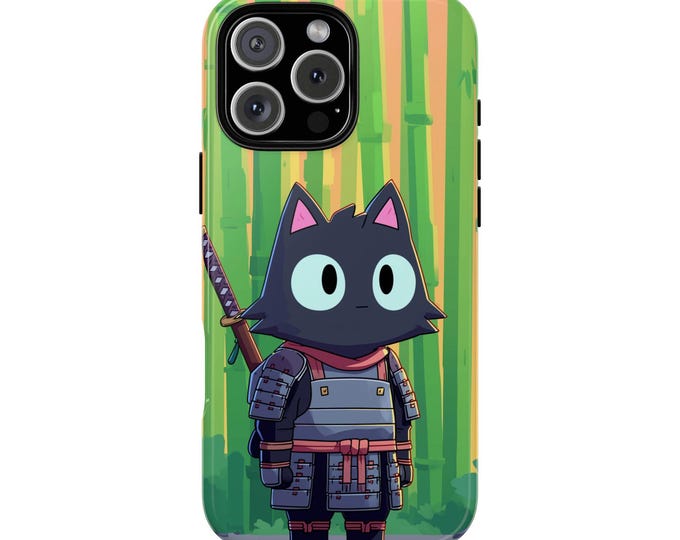 Samurai Armor Anime Cat Phone Case: iPhone, Galaxy, Pixel - Lifetime Warranty