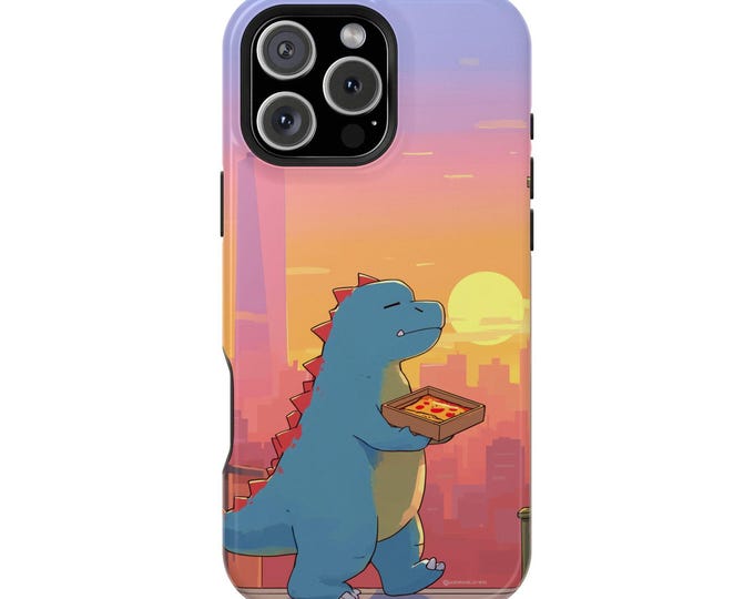 Kaiju Dinosaur Cartoon Pizza Phone Case: iPhone, Galaxy, Pixel - Lifetime Warranty