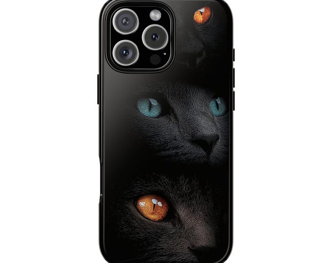 Cats in the Dark Orange Blue Eyes Phone Case: iPhone, Galaxy, Pixel - Lifetime Warranty
