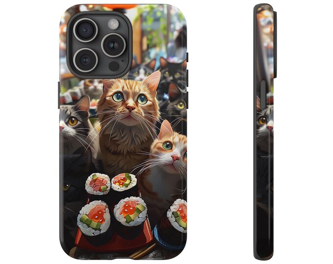 Japan Alley Cat Case, Sushi Crunchy Roll Cats Cover, Aesthetics Cute Kitty Lovers Design - Phone Case for Samsung Galaxy, iPhone, Pixel