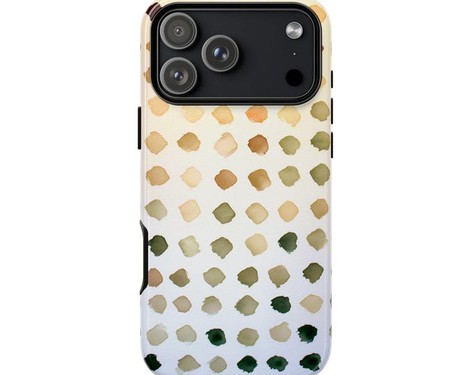 Autumn Green Dabs Paint Dots Phone Case: iPhone, Galaxy, Pixel - Lifetime Warranty