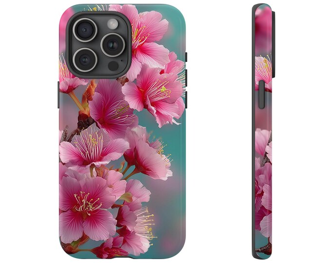 Pink Sakura Petals Cherry Floral Tree Drawing Phone Case: iPhone, Galaxy, Pixel - Lifetime Warranty