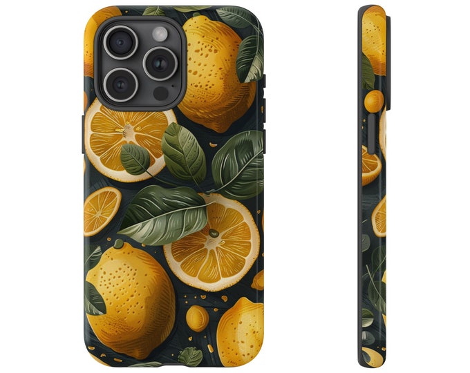 Lemon Slices Green Leaves Lemonade Phone Case: iPhone, Galaxy, Pixel - Lifetime Warranty