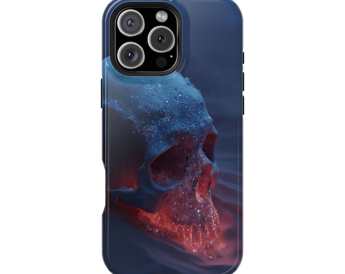 Blue Red Skull Glowing Sand Phone Case: iPhone, Galaxy, Pixel - Lifetime Warranty