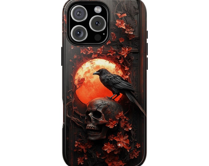 Raven Skull Bird Flower Gothic Crow Phone Case for iPhone | Samsung Galaxy | Google Pixel