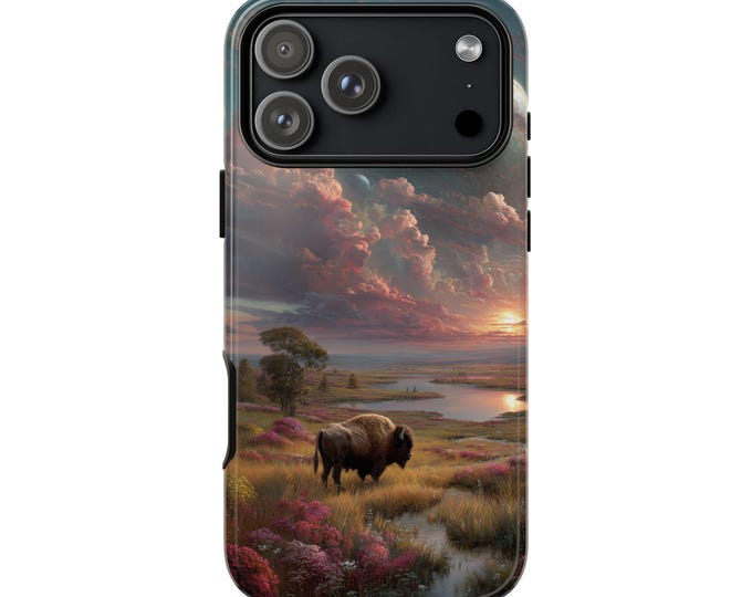 Bison Pink Planetary Sunset Phone Case: iPhone, Galaxy, Pixel - Lifetime Warranty