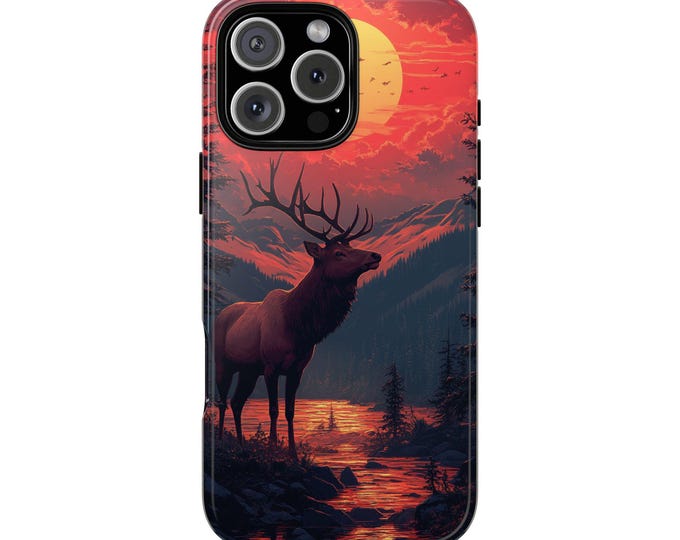 Big Elk Buck Sunset Wilderness Deer Phone Case: iPhone, Galaxy, Pixel - Lifetime Warranty