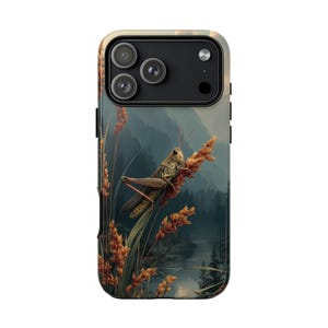 Lebenslange Garantie | Grashüpfer Natur Oil Hopper Handyhülle: iPhone 17 16 15 14 Pro Max, Galaxy S26 | MagSafe | Stoßfest