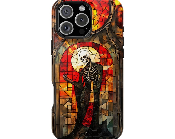 Skull Death Necromancer Stained Glass Phone Case: iPhone, Galaxy, Pixel - Lifetime Warranty