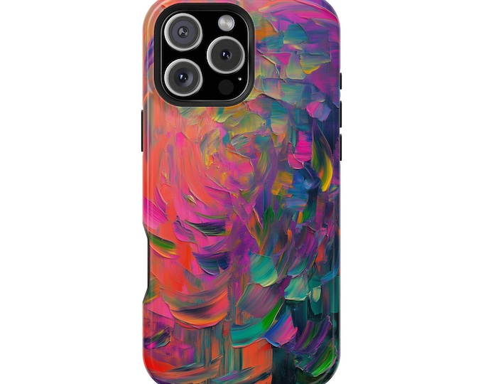 Paint Brush Coral Green Purple Teal Artwork Phone Case: iPhone, Galaxy, Pixel - Lifetime Warranty