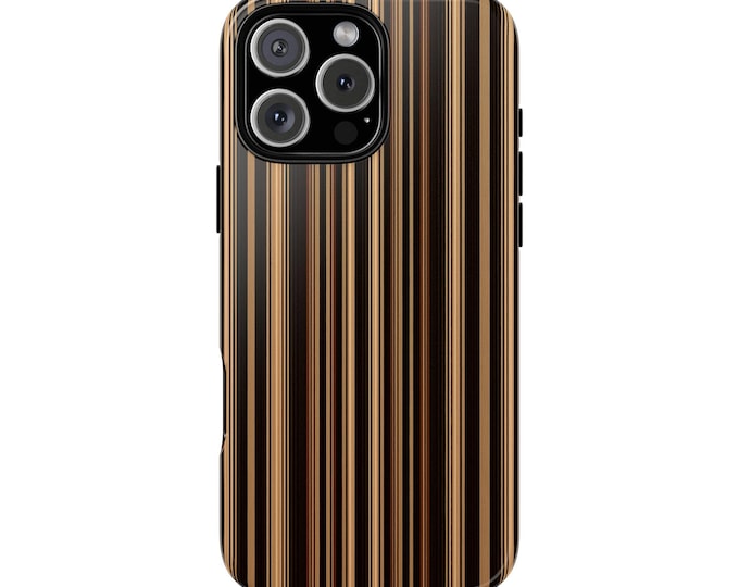 Dark Brown Stripes Black Line Pattern Phone Case: iPhone, Galaxy, Pixel - Lifetime Warranty
