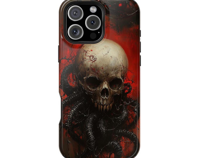 Skull Tentacles Oil Painting Octopus Phone Case: iPhone, Galaxy, Pixel - Lifetime Warranty