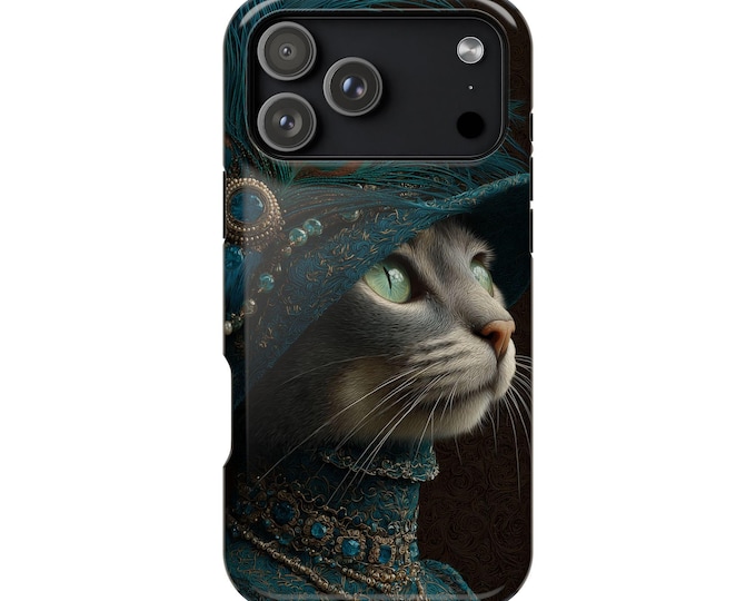 Elegant Cat Art Nouveau Phone Case: iPhone, Galaxy, Pixel - Lifetime Warranty