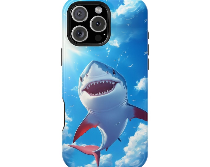 Happy Shark Blue Ocean Sky Phone Case: iPhone, Galaxy, Pixel - Lifetime Warranty