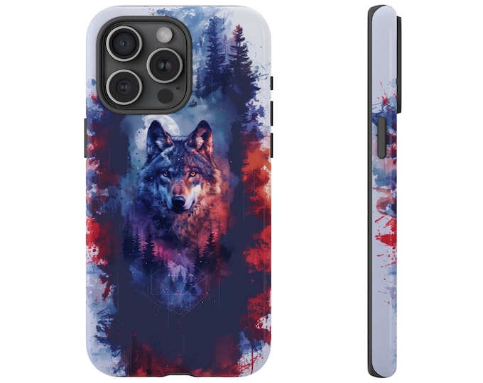 Wolf Colorful Iridescent Forest Tree Phone Case: iPhone, Galaxy, Pixel - Lifetime Warranty