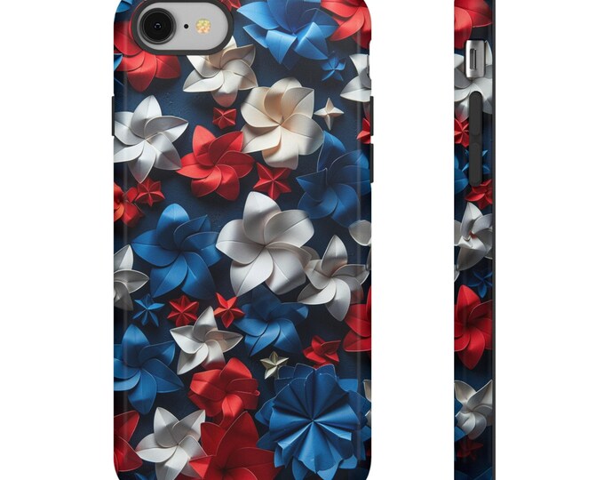 Red White Blue 3D Floral Star Flowers Phone Case for iPhone | Samsung Galaxy | Google Pixel