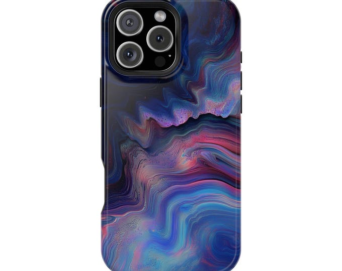 Blue Purple Pink Wave Painting Artwork Iridescent Phone Case: iPhone, Galaxy, Pixel - Lifetime Warranty
